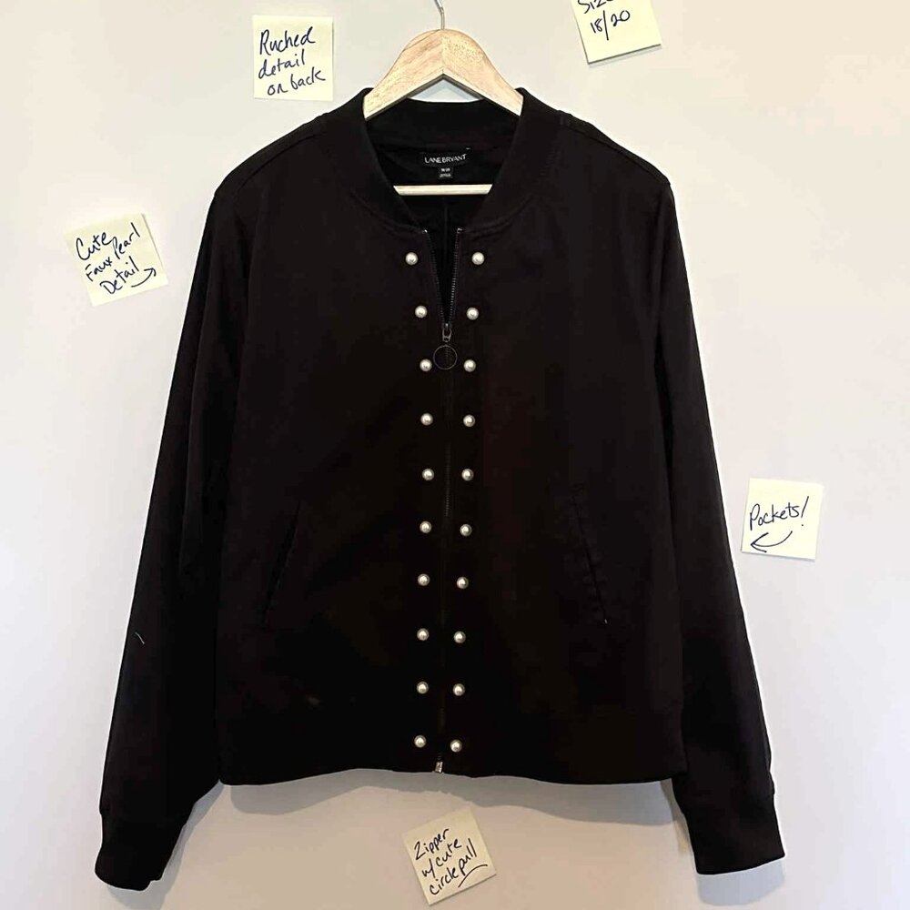 Lane Bryant Plus Jacket with Pearl Details & Ruched Detail POCKETS 18/20